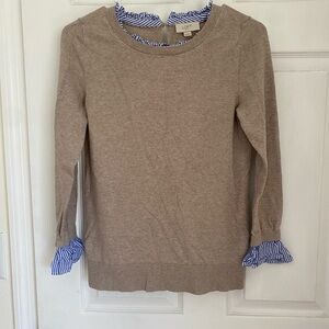 LOFT Beige Sweater with Blue Stripes